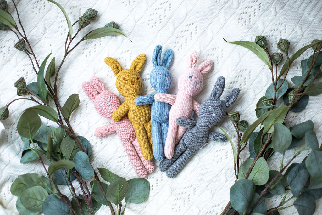 Knitted Bunny Rattle- 4 Colours to Choose From
