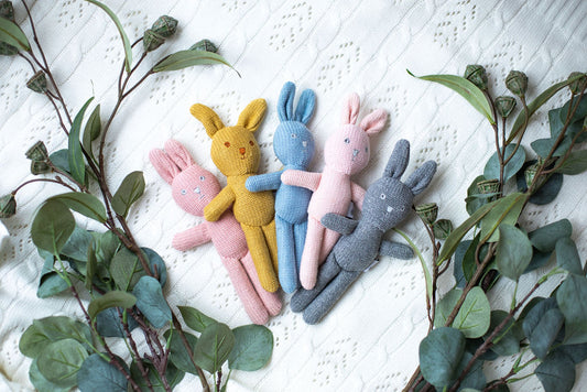 Knitted Bunny Rattle- 4 Colours to Choose From